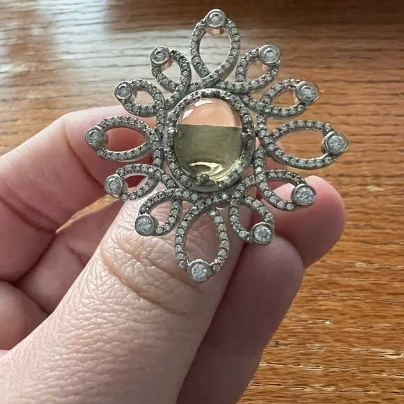 Sterling silver citrine adjustable ring by Hespera - Picture 2 of 4